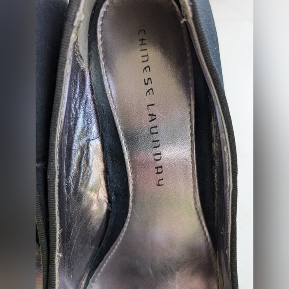 Chinese Laundry black satin embellished stiletto platform shoes size 9 - Picture 2 of 15